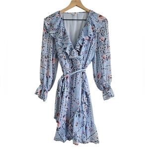 LAUREN CONRAD RUFFLE CHIFFON SHIRT DRESS